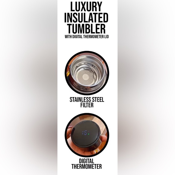 Luxury branded tumbler with digital thermometer with dust bag and box - Picture 2 of 2